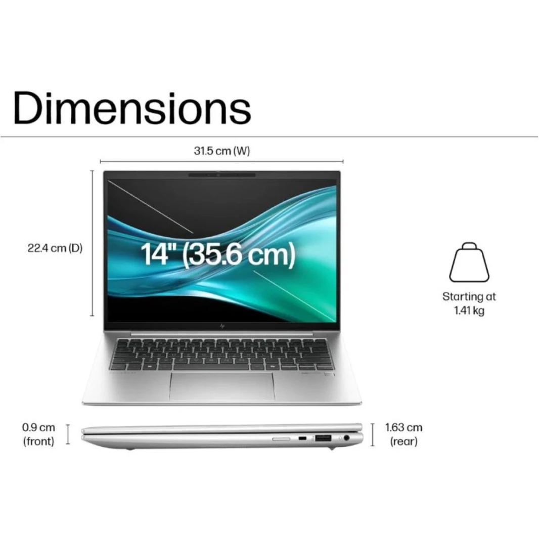Laptop HP EliteBook 840 G11 NEW AI-Enhanced Light & Powerful For Secure Enterprise Business Intel Core™ Ultra 7 155U,  16GB DDR5,  14" IPS FHD+ Display  Windows 11 Pro  -  Silver