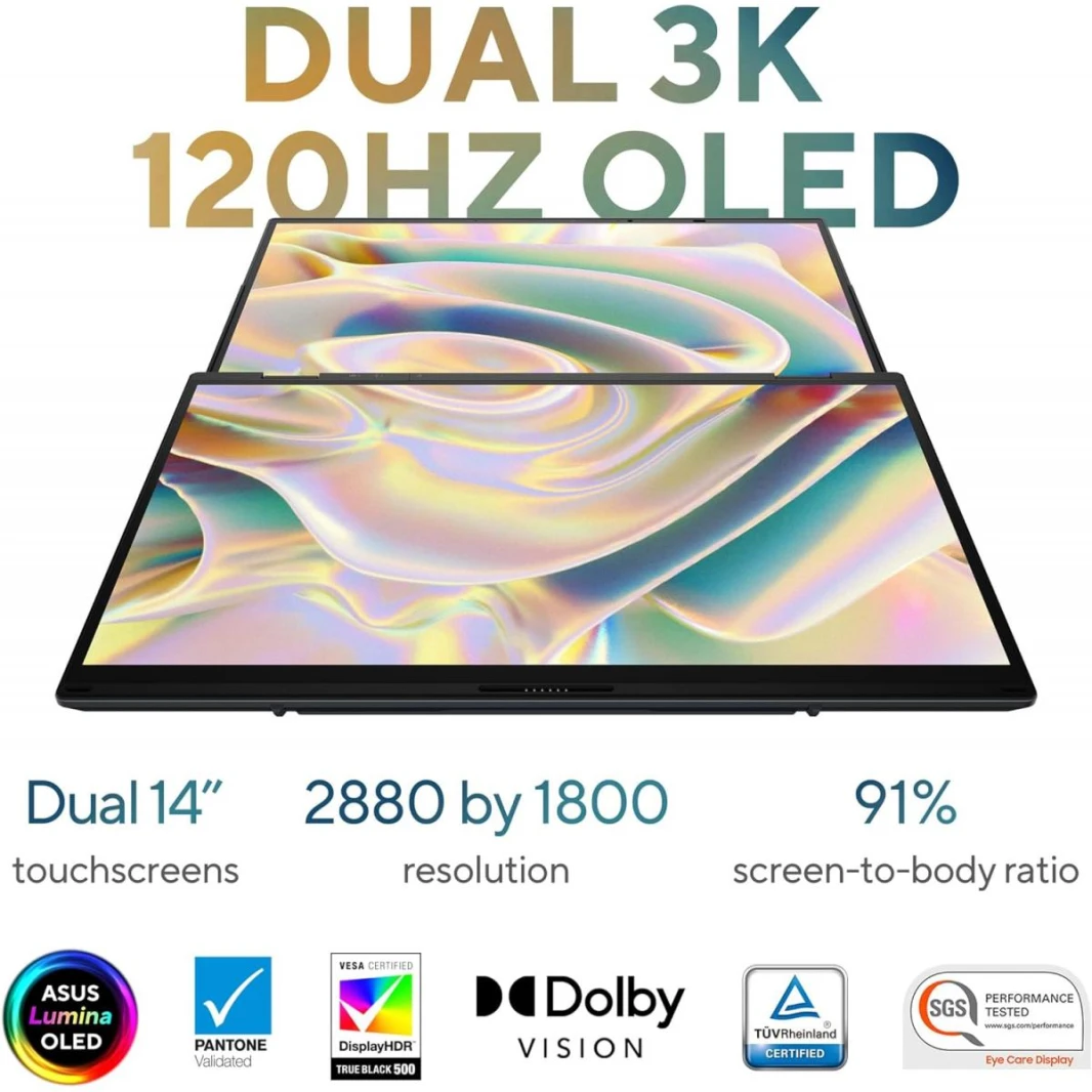 New Laptop ASUS Zenbook Duo OLED |Intel® Core™ Ultra 9 Processor 285H , 32GB DDR5X  ,2TB SSD, 14.0-inch Double Screen 3K OLED Backpack, Sleeve & ASUS Pen 4 MODE STYLE | Win 11 Home