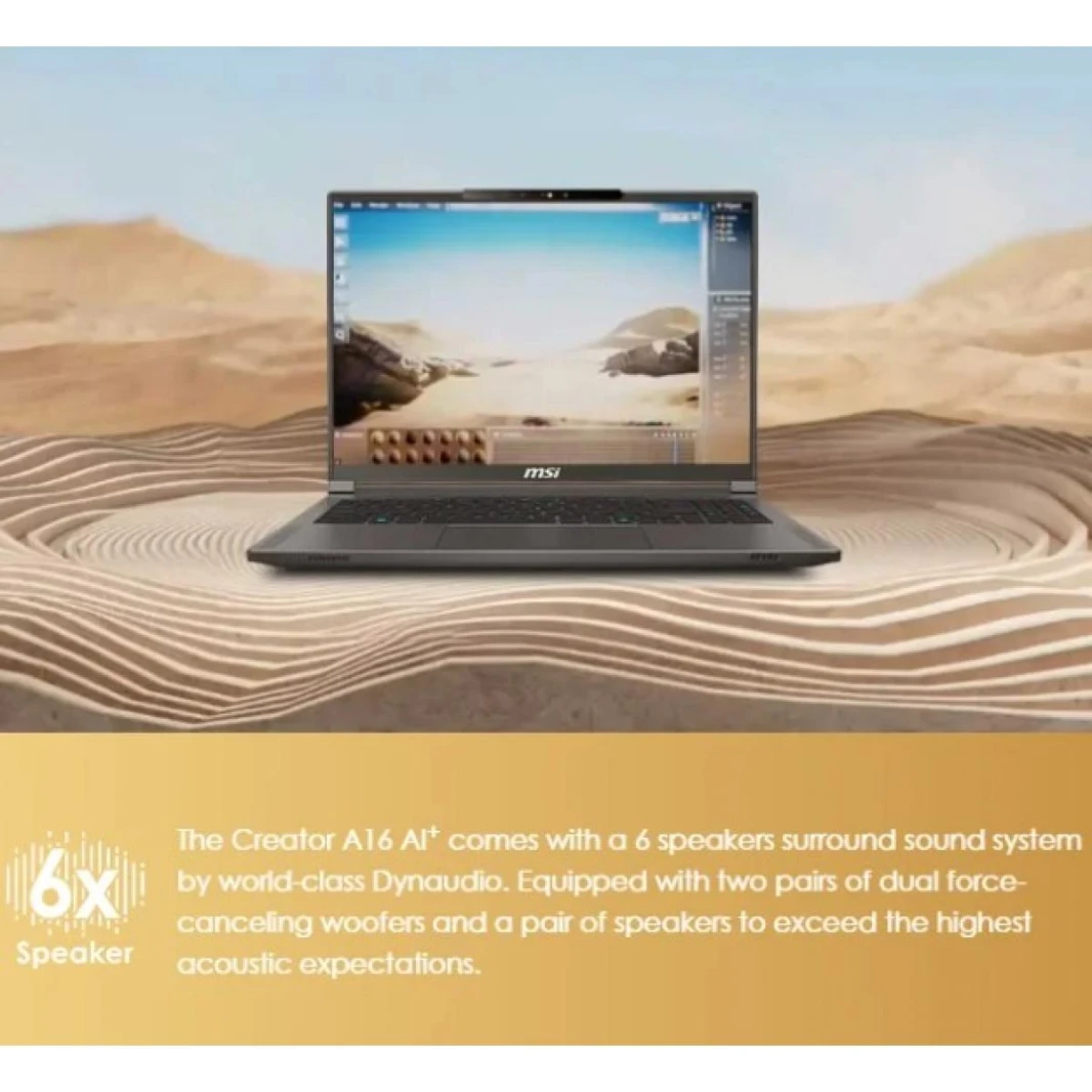 Laptop MSI Creator A16 AI+ Copilot+  AMD Ryzen™ AI 9 365 50 NPU TOPS, NVIDIA GeForce RTX 4060 8GB, 16" QHD+ 240Hz Aluminum LightWeight - Lunar Gray