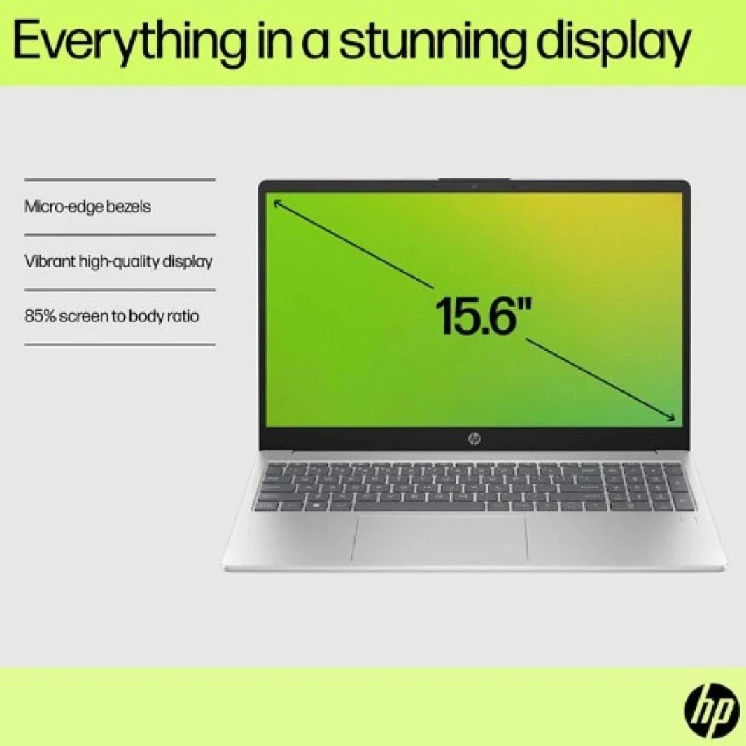 HP Laptop 15-fd1017ne Intel® Core™ Ultra 5 125H High-Preform. Processor Up to 4.5 GHz,16 GB DDR5, 15.6" FHD IPS Micro Edge - Natural Silver