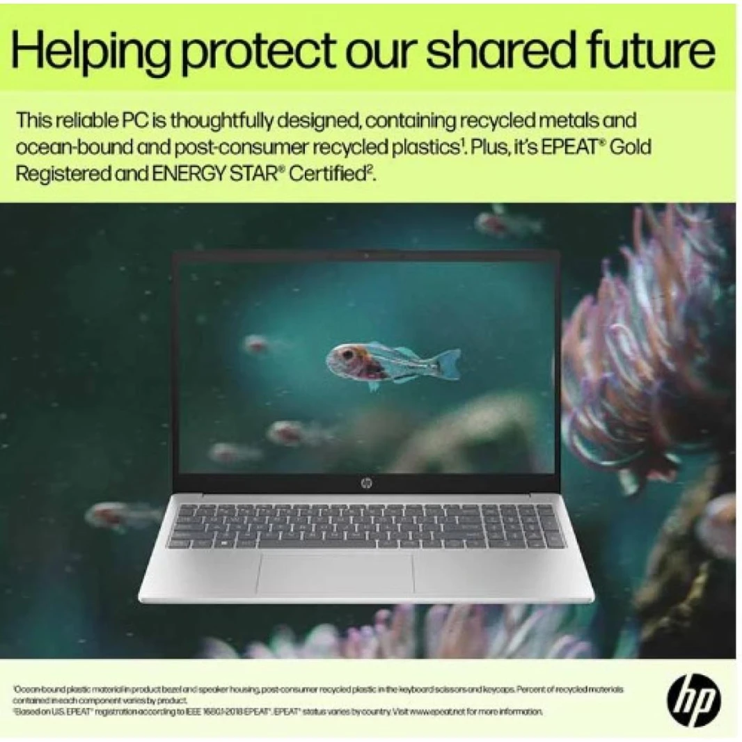 HP Laptop 15-fd1017ne Intel® Core™ Ultra 5 125H High-Preform. Processor Up to 4.5 GHz,16 GB DDR5, 15.6" FHD IPS Micro Edge - Natural Silver