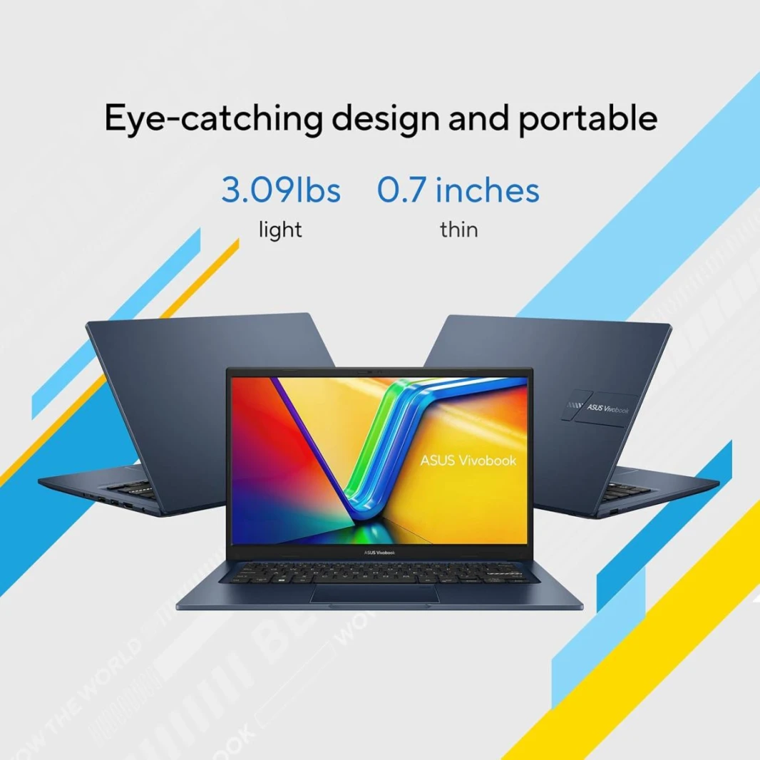 Laptop ASUS Vivobook 14 Intel Core™ i7-1355U 10-Cores Processor 16GB DDR4 (Customized) 14" FHD IPS 250nits Display - Quiet Blue