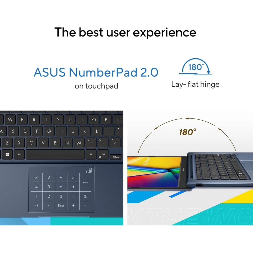 Laptop ASUS Vivobook 14 Intel Core™ i7-1355U 10-Cores Processor 16GB DDR4 (Customized) 14" FHD IPS 250nits Display - Quiet Blue