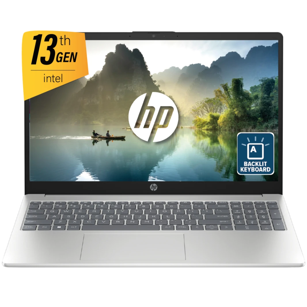 HP Laptop 15-fd0146ne 13th Gen Intel® Core™ i7-1355U 10-Cores,16 GB DDR4 (Customized), 15.6" FHD IPS Micro Edge - Natural Silver