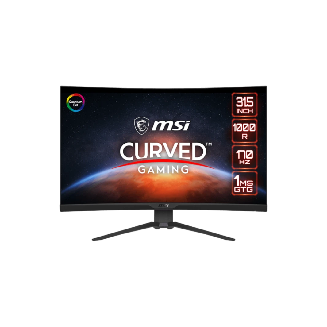 MSI Gaming Monitor  325CQRF-QD Curve 1000R, 32"  2K, 170Hz, 1ms VA FreeSync Premium, HDR Ready, Adjustable  Black  / 3 Years Warranty