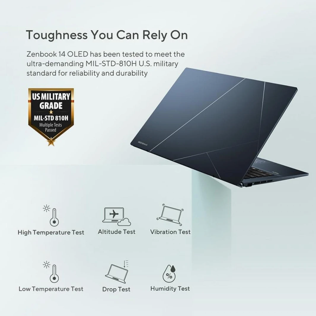 Laptop ASUS Zenbook 14 OLED, Intel® Core™ i5-1240P 12Gen, 8GB DDR4, 512GB SSD, Iris Xe, 14" OLED (WQXGA+), Windows 11 home, Ponder Blue
