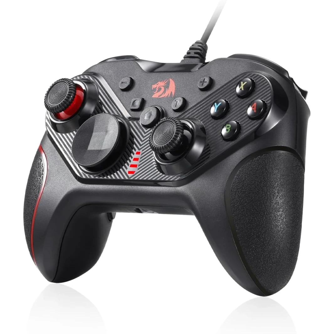 Redragon G710 Wired Gaming Controller - محركات الاهتزاز المزدوجة ، الزناد السريع ، التصميم المريح ، 4 مفاتيح قابلة للبرمجة ، وحدات الماكرو القابلة للتخصيص ، مرتفعات عصا التحكم القابلة للتعديل - العمل لجهاز الكمبيوتر & Android & NS - الأسود