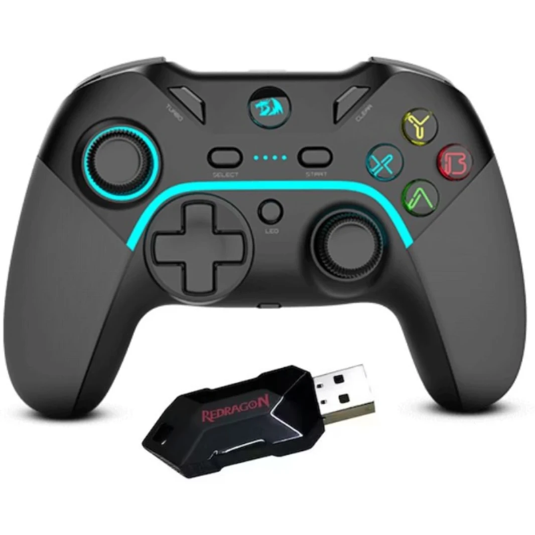 Redragon G808 Pro Harrow Wireless PC Game Controller مزدوج الاهتزاز Harrow PC ، PlayStation ، Android ، Xbox 360 - Black