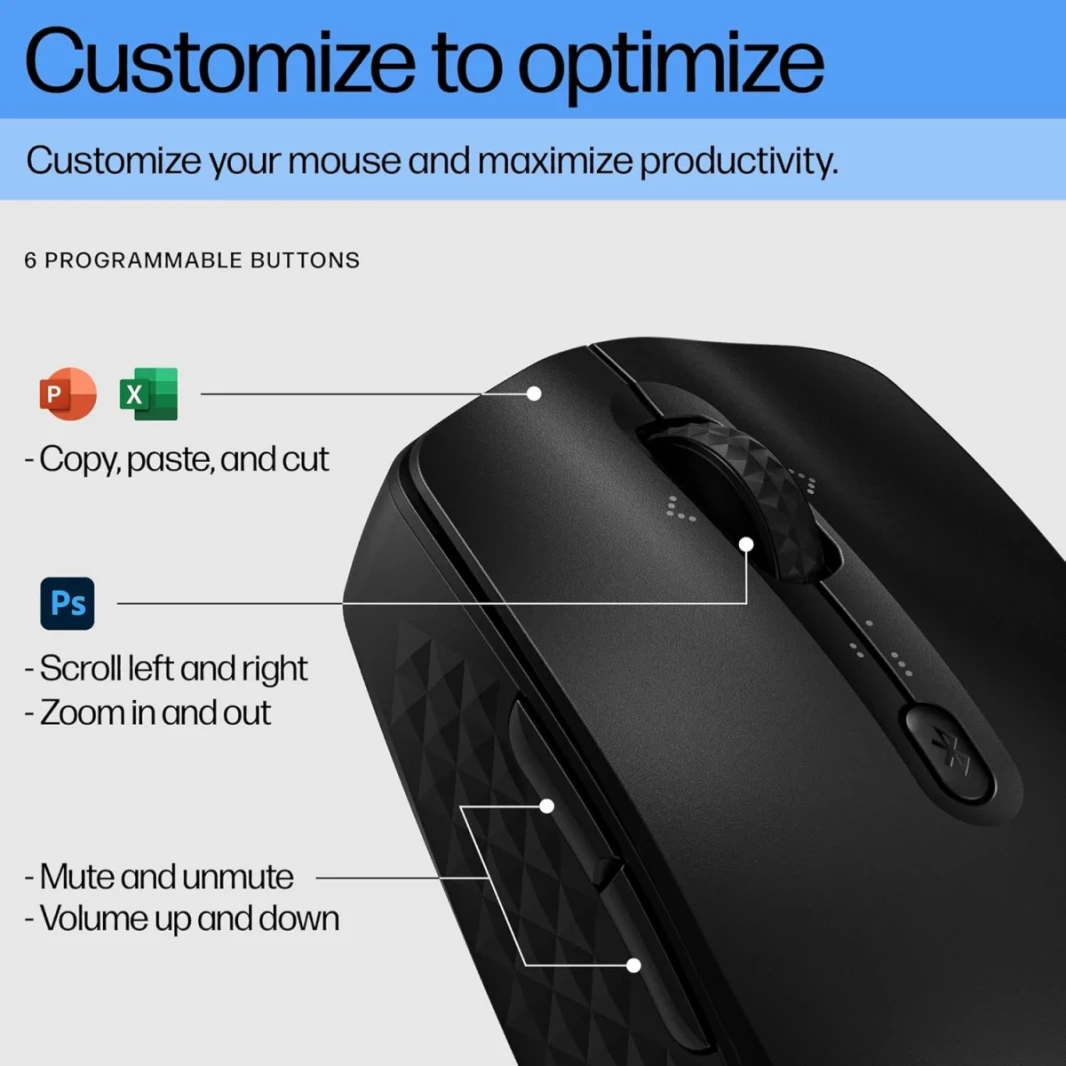 HP 420 Mouse Bluetooth Mouse-Bluetooth مع زوج سريع إلى 3 أجهزة متعددة ، بطارية لمدة عامين ، 4 كيلو دبيلة ، نقرات هادئة ، متوافقة مع Windows/Mac/Chromebook ، كمبيوتر محمول ، دفتر Notebook