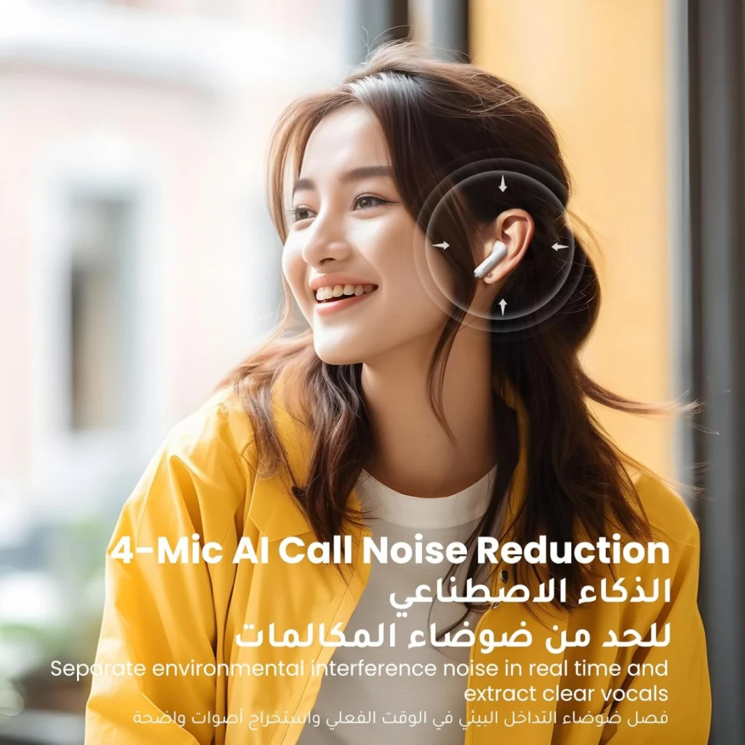 Ugreen WS201 Hitune H5 سماعة سماعة سماعة أذن نصف في الأذن ، بلوتوث 5.3 ، 4 سماعات رأس إلغاء الضوضاء MIC ، شحن سريع 26 ساعة ، سائق كبير 13.6 ملم ، وضع IPX5 الخفيف ماء-وضع لعبة مقاومة للماء-أبيض