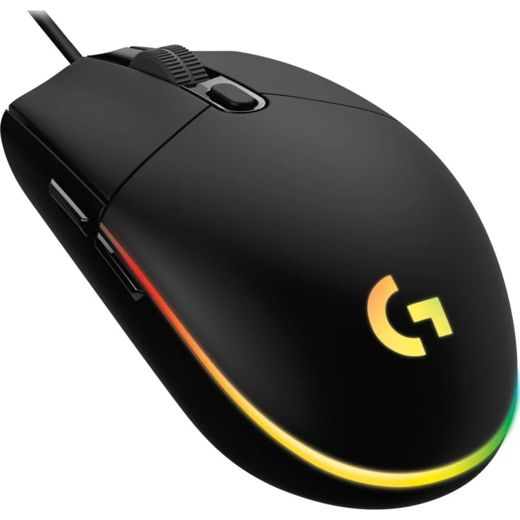 Logitech G203 Wired Gaming Mouse ، 8000 DPI ، تأثير قوس قزح بصري Lightsync RGB ، 6 أزرار قابلة للبرمجة ، ذاكرة على متن الطائرة ، رسم خرائط الشاشة ، الكمبيوتر/MAC Compatible والكمبيوتر المحمول - Black