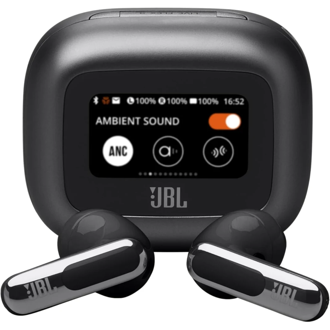 JBL Live Flex 3 Wireless Earbud Headphones, True Adaptive Noise Cancelling, High Resolution Signature Sound, BT 5.3, 50H Battery Life, IP54 Waterproof, Open-Back Stick Design, Black