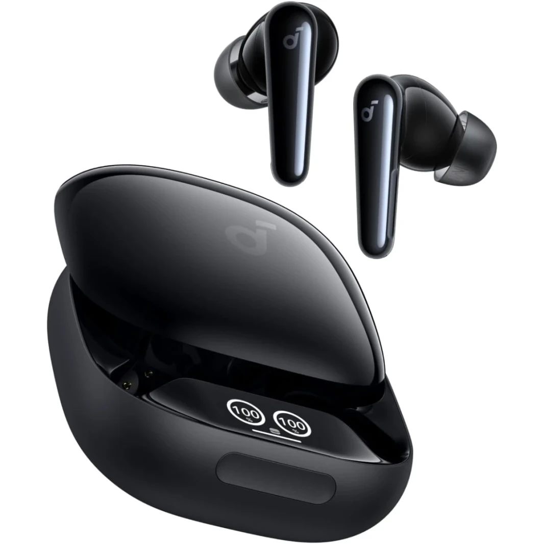 Anker Soundcore Liberty 4 Pro, Noise Cancelling Wireless Earbuds, 7-Sensor and Real-Time Adaptive Noise Cancelling, 2× Faster Charging, Studio-Level Hi-Fi Music, Clear Calls with 6 Mics and AI - Black