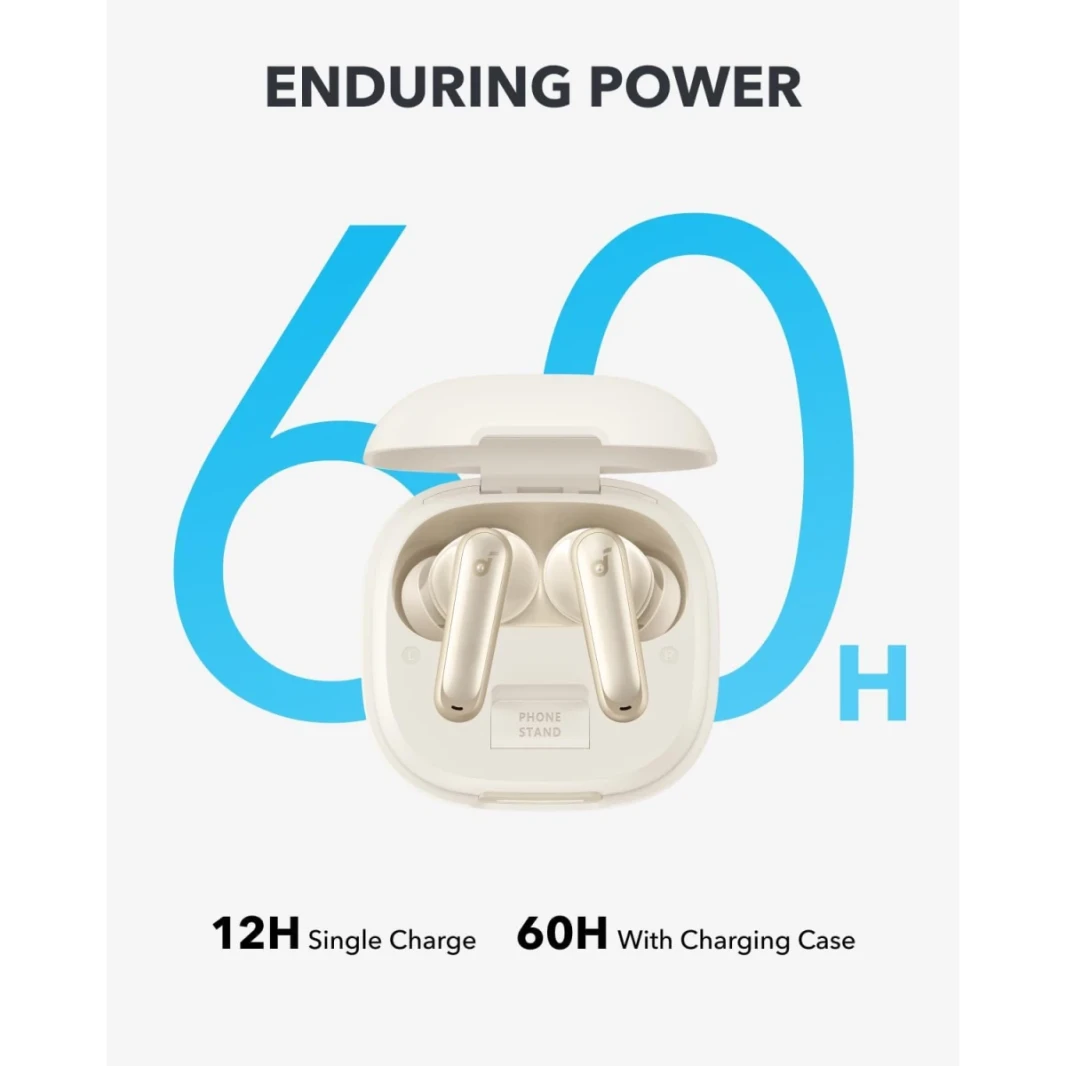 ANKER SOUNDCORE P40I سماعات Bluetooth ، برامج تشغيل 11 ملم ، ANC ANTENTIVE ANC ، 6 ميكروفونات ، مكالمات واضحة من الذكاء الاصطناعي ، شحن لاسلكي متوافق ، BT5.3 ، مقاوم للماء IPX5 ، حتى 60 ساعة من اللعب ، حامل الهاتف المدمج-الشوفان الأبيض