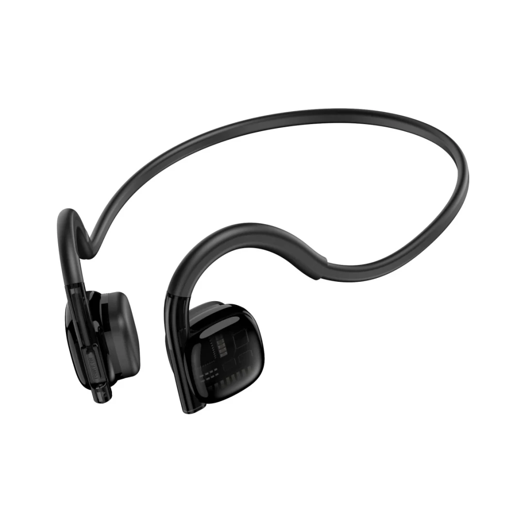 Wiwu Marathon Pro Wireless Air Contuction Sport Headset ، عمر بطارية طوله 6 ساعات ، بلوتوث 5.3 ، مواد خفيفة للغاية وصديقة للبشرة-أسود