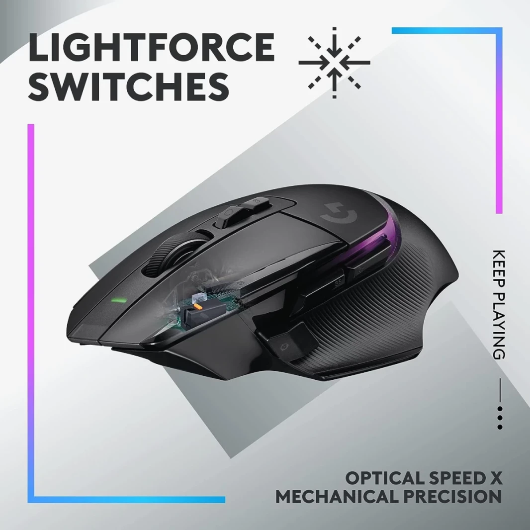 Logitech جديد G502 X Plus Hero 25K مستشعر Lightspeed اللاسلكي بصري W/ Lightforce Hybrid Switches Lightsync RGB للكمبيوتر الشخصي - MacOS و Windows ، الأسود