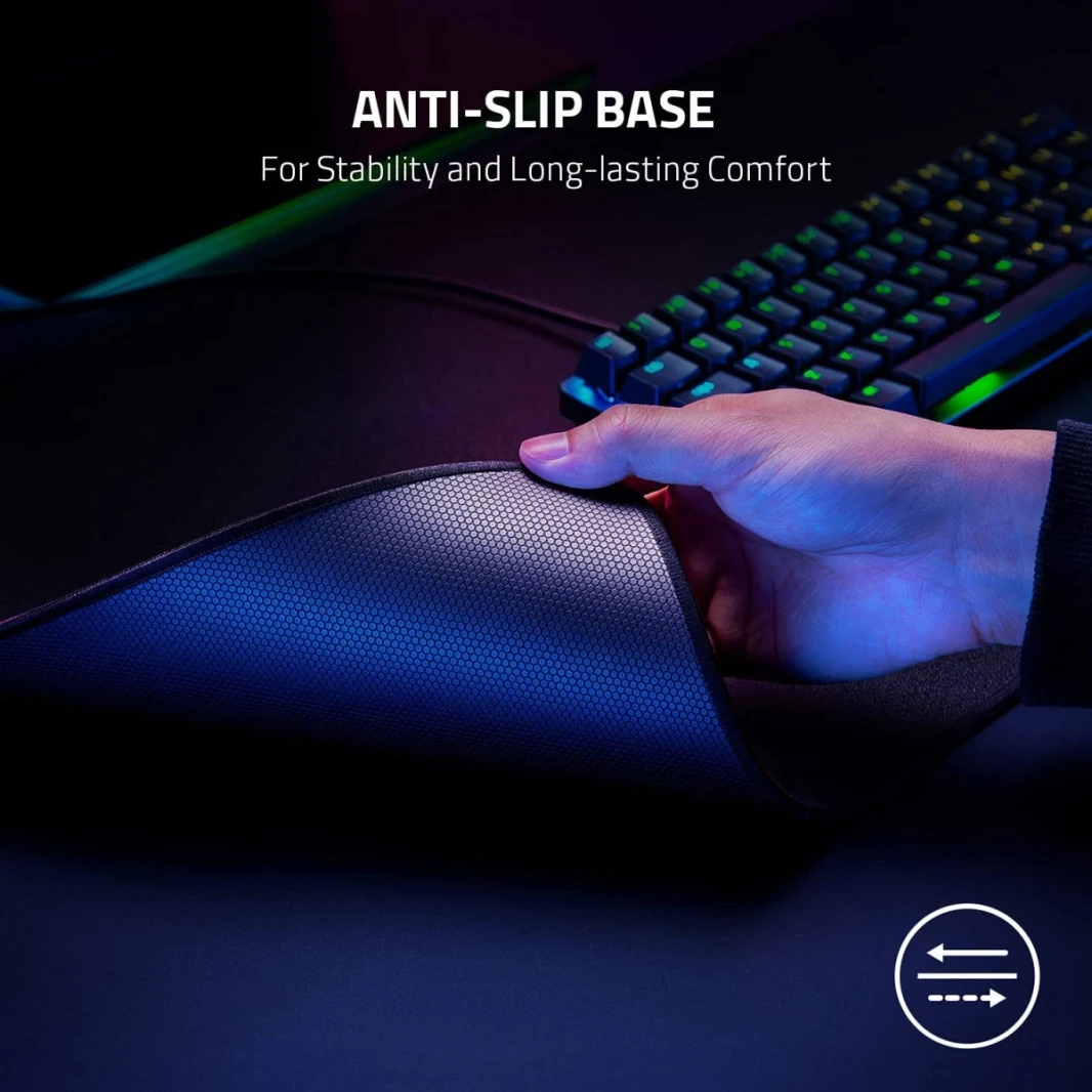 حصيرة Razer Strider Hybrid Mouse قاعدة ناعمة وسلسة انزلاق الحواف المخيط - كبيرة - كبيرة