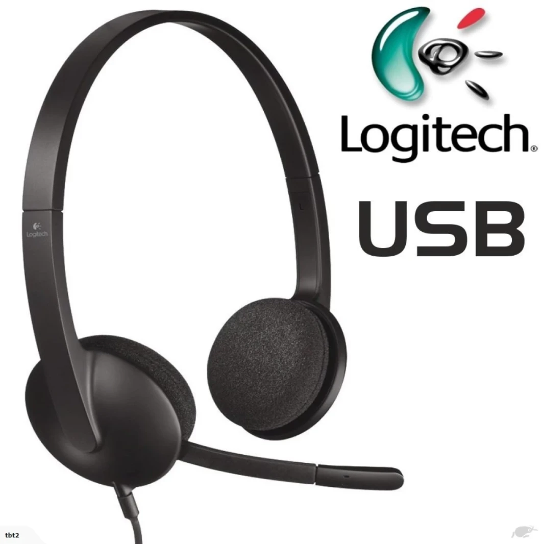 Logitech H340 Stereo سلكين على سماعات الأذن مع MIC مع إلغاء الضوضاء USB PC/MAC/LAPTOP - أسود