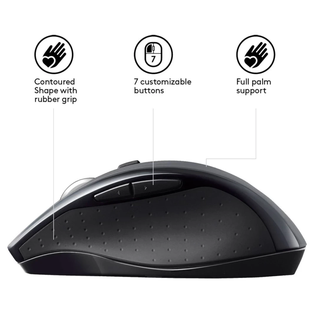 Logitech M705 Marathon Wireless Mouse ، 2.4 GHz USB مستقبل توحيد ، 1000 نقطة في البوصة ، 5 أزرار قابلة للبرمجة ، بطارية لمدة 3 سنوات ، متوافقة مع الكمبيوتر الشخصي ، MAC ، الكمبيوتر المحمول ، Chromebook-Black
