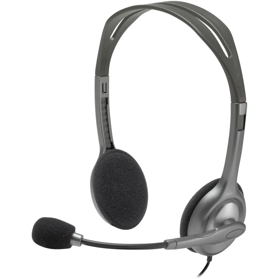 سماعات Logitech H111 السلكية السلكية مع ميكروفون صوتية سعة 3.5 مم كمبيوتر صغير/جهاز كمبيوتر محمول/هاتف ذكي/قرص - أسود