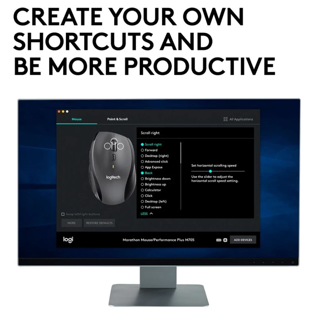 Logitech M705 Marathon Wireless Mouse ، 2.4 GHz USB مستقبل توحيد ، 1000 نقطة في البوصة ، 5 أزرار قابلة للبرمجة ، بطارية لمدة 3 سنوات ، متوافقة مع الكمبيوتر الشخصي ، MAC ، الكمبيوتر المحمول ، Chromebook-Black