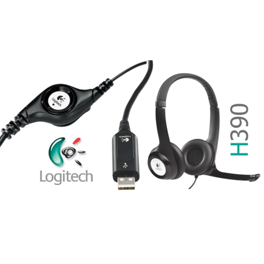 Logitech H390 Wired Headset w/ Noise-Cancelling Microphone USB In-Line Controls PC/Mac/Laptop - Black