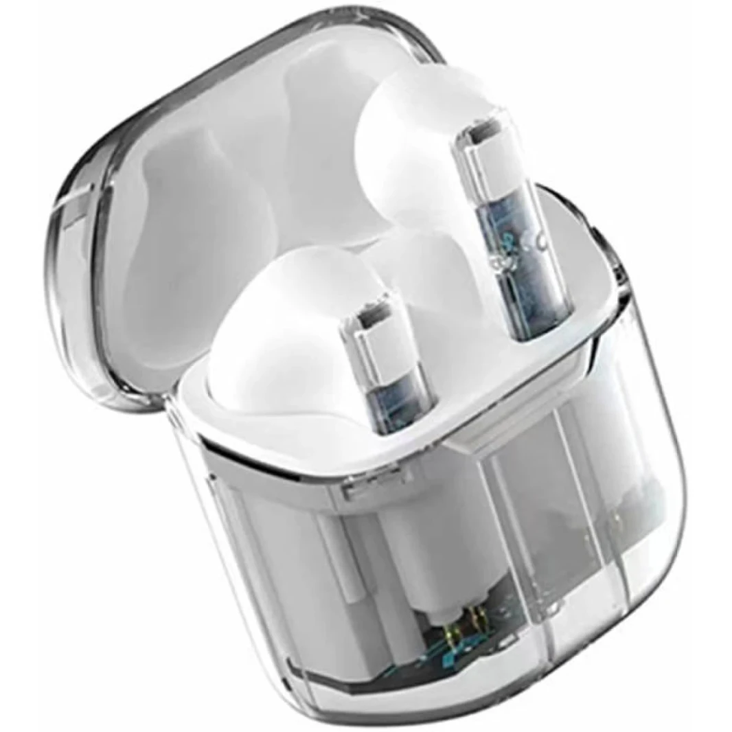 Wiwu TWS11 Ghost Shapeance TWS Airbuds ، استريو لاسلكي حقيقي ، مكالمات استريو خالية من اليدين ، نطاق 10 أمتار ، BT V5.3 ، عمر البطارية الكلي 22H ، مساعدين صوتيين الدعم ، تصميم الكابلات الصفرية - أبيض