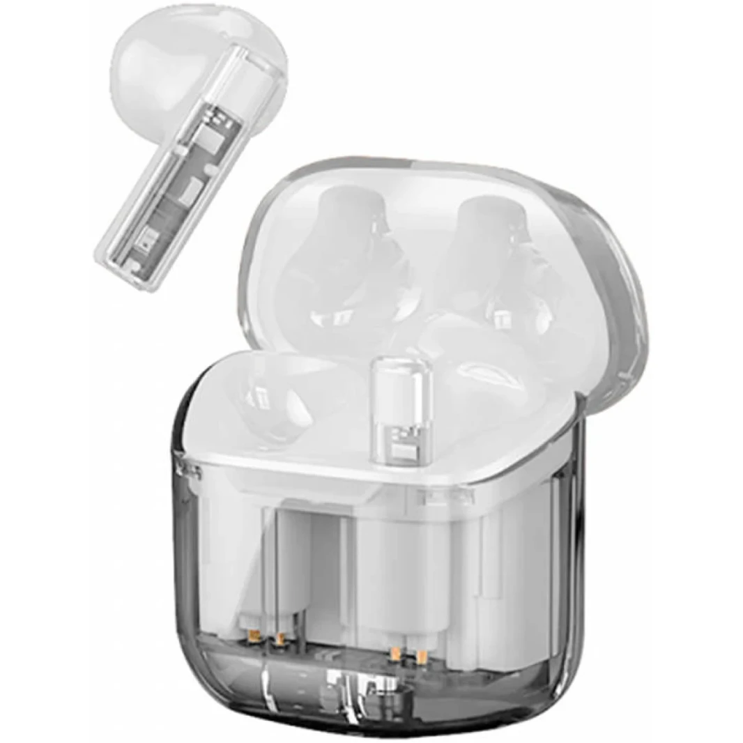 Wiwu TWS11 Ghost Shapeance TWS Airbuds ، استريو لاسلكي حقيقي ، مكالمات استريو خالية من اليدين ، نطاق 10 أمتار ، BT V5.3 ، عمر البطارية الكلي 22H ، مساعدين صوتيين الدعم ، تصميم الكابلات الصفرية - أبيض