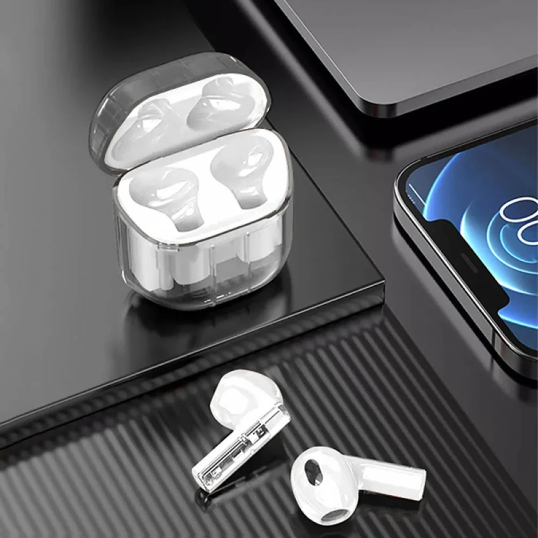 Wiwu TWS11 Ghost Shapeance TWS Airbuds ، استريو لاسلكي حقيقي ، مكالمات استريو خالية من اليدين ، نطاق 10 أمتار ، BT V5.3 ، عمر البطارية الكلي 22H ، مساعدين صوتيين الدعم ، تصميم الكابلات الصفرية - أبيض