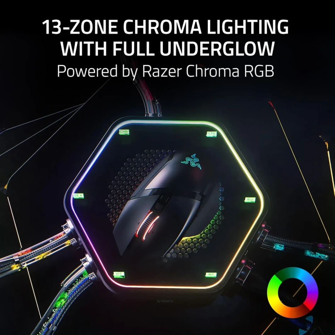 Razer Basilisk V3 Pro 35k Mouse Wireless Gaming Mouse ، Handed Handed ، Focus Pro 35K Optical Sensor Gen-2 ، 35000 Max DPI ، مفاتيح الماوس البصرية Gen-3 ، عجلة إمالة فرط الفصح 4 اتجاهات ، أسود