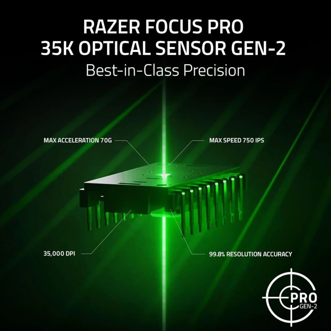 Razer Basilisk V3 35k الماوس السلكي ، اليد اليمنى ، Focus Pro 35k المستشعر الضوئي Gen-2 ، 35000 كحد أقصى DPI ، مفاتيح الماوس البصري Gen-3 ، و 4 اتجاهات Razer Hyperscroll Wheel ، Black