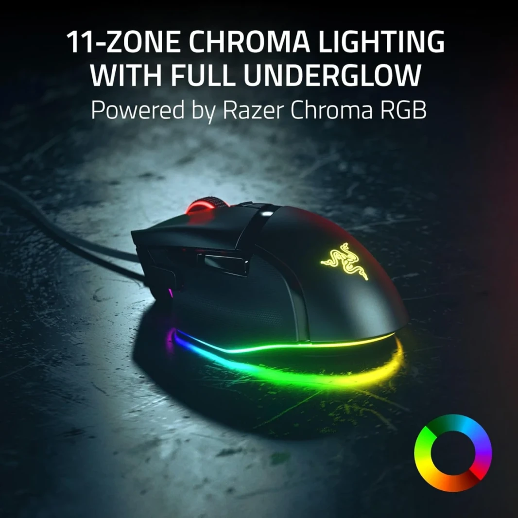 Razer Basilisk V3 35k الماوس السلكي ، اليد اليمنى ، Focus Pro 35k المستشعر الضوئي Gen-2 ، 35000 كحد أقصى DPI ، مفاتيح الماوس البصري Gen-3 ، و 4 اتجاهات Razer Hyperscroll Wheel ، Black