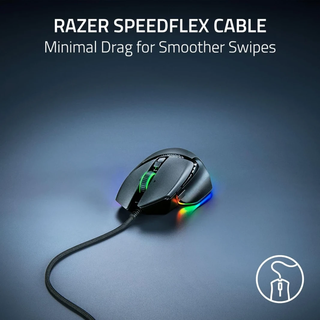 Razer Basilisk V3 35k الماوس السلكي ، اليد اليمنى ، Focus Pro 35k المستشعر الضوئي Gen-2 ، 35000 كحد أقصى DPI ، مفاتيح الماوس البصري Gen-3 ، و 4 اتجاهات Razer Hyperscroll Wheel ، Black