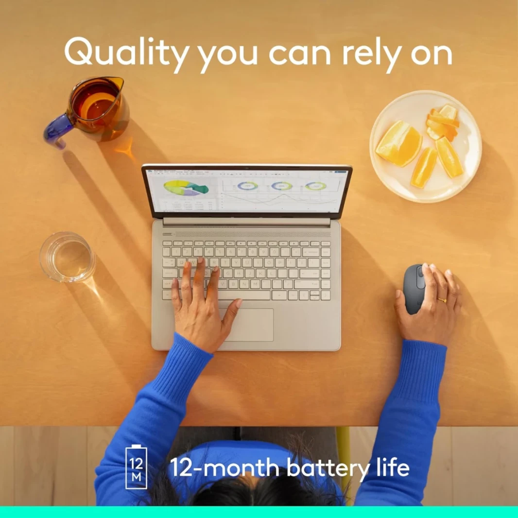 Logitech M196 Bluetooth اللاسلكي المضغوطة والبطارية المحمولة لمدة 12 شهرًا متماسكة مع تتبع سلس مع الكمبيوتر الشخصي و Mac و Windows و MacOS - الجرافيت