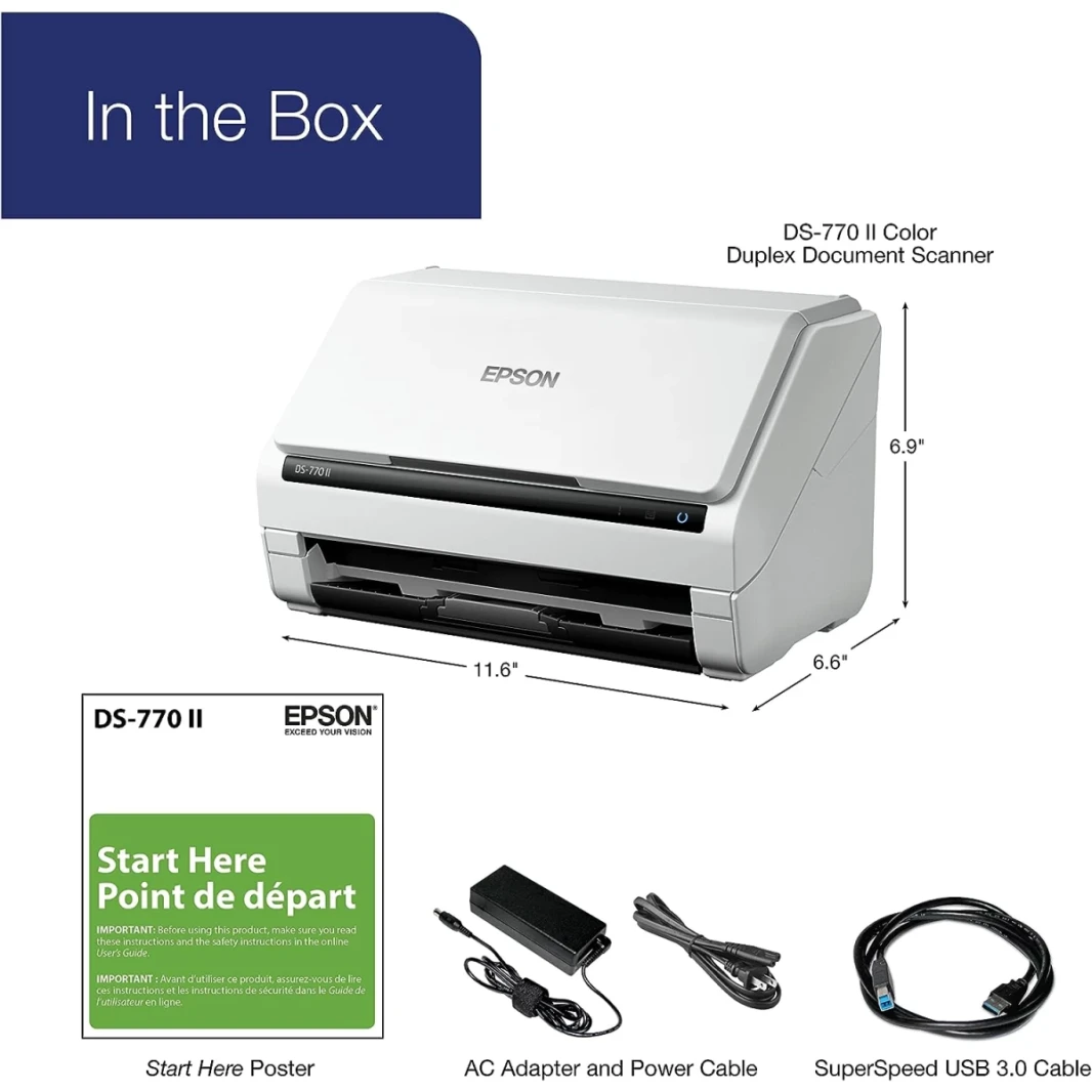 Epson Formorce DS-770 II Color Duplex Document Scanner W/ ADF حتى 45 جزء في المليون