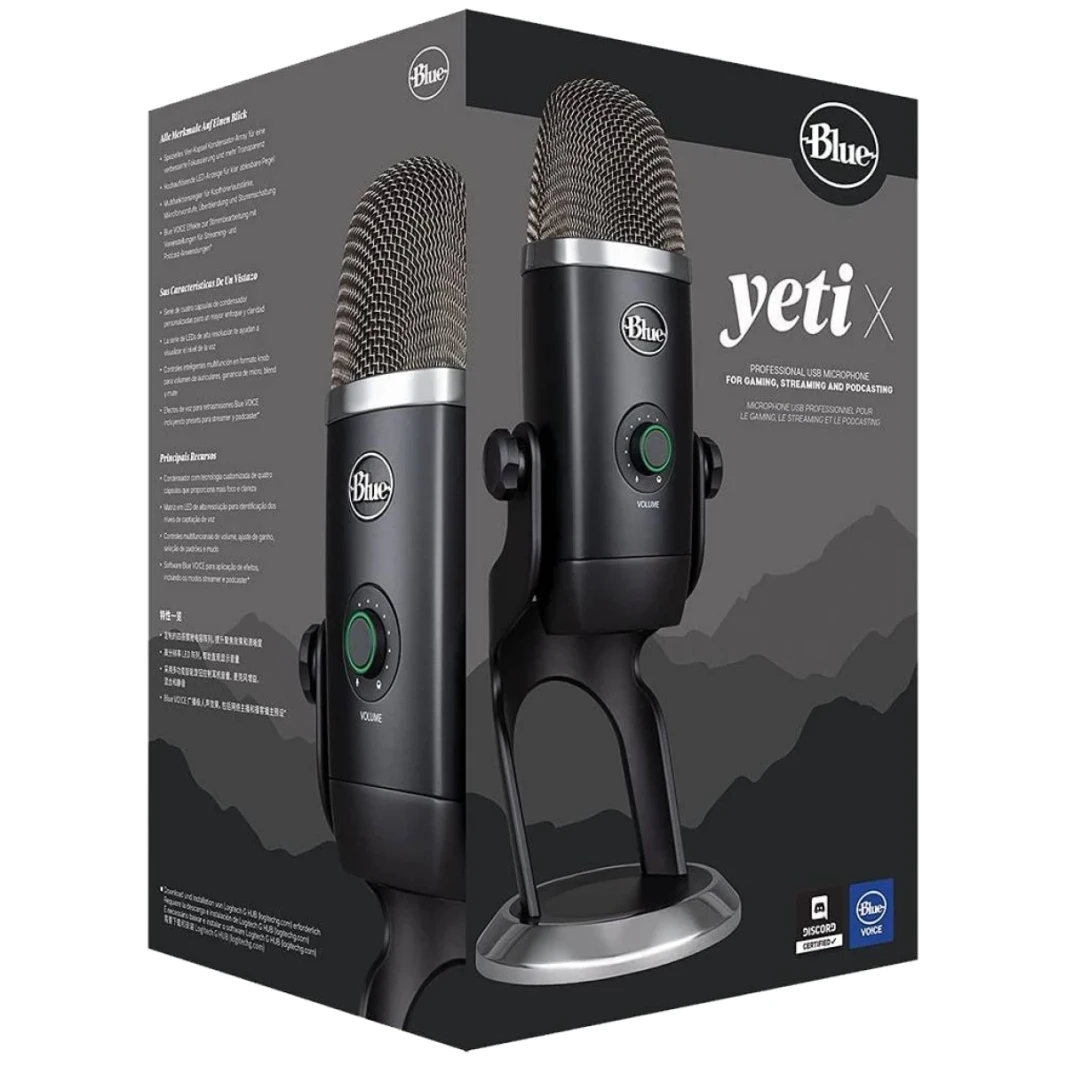 Logitech Yeti x Blackout Mecrophone USB Microphone ، 48 كيلو هرتز 24 بت ، 20 هرتز - استجابة تردد 20 كيلو هرتز ، حساسية 122 ديسيبل ، شاملة ، أسود