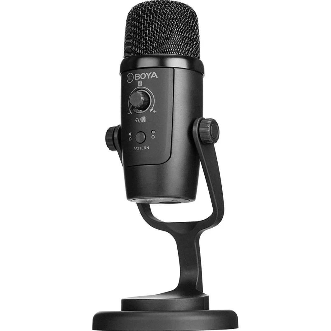 Boya BY-PM500 USB مكثف ميكروفون مع موقف الجدول للبث ، بودكاست ، YouTube Windows Mac PC و Smartphone USB-C-Black