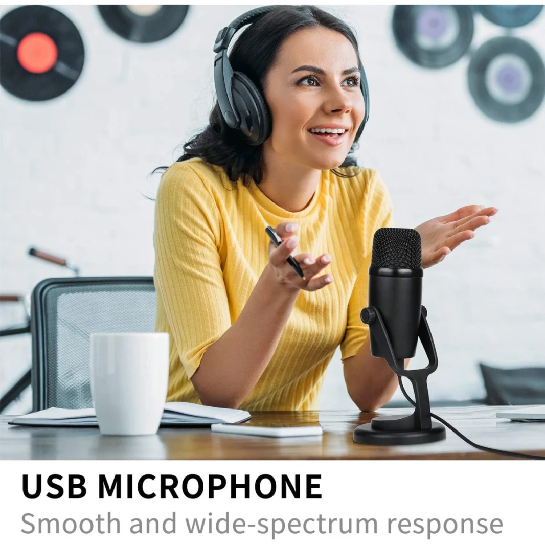 Boya BY-PM500 USB مكثف ميكروفون مع موقف الجدول للبث ، بودكاست ، YouTube Windows Mac PC و Smartphone USB-C-Black