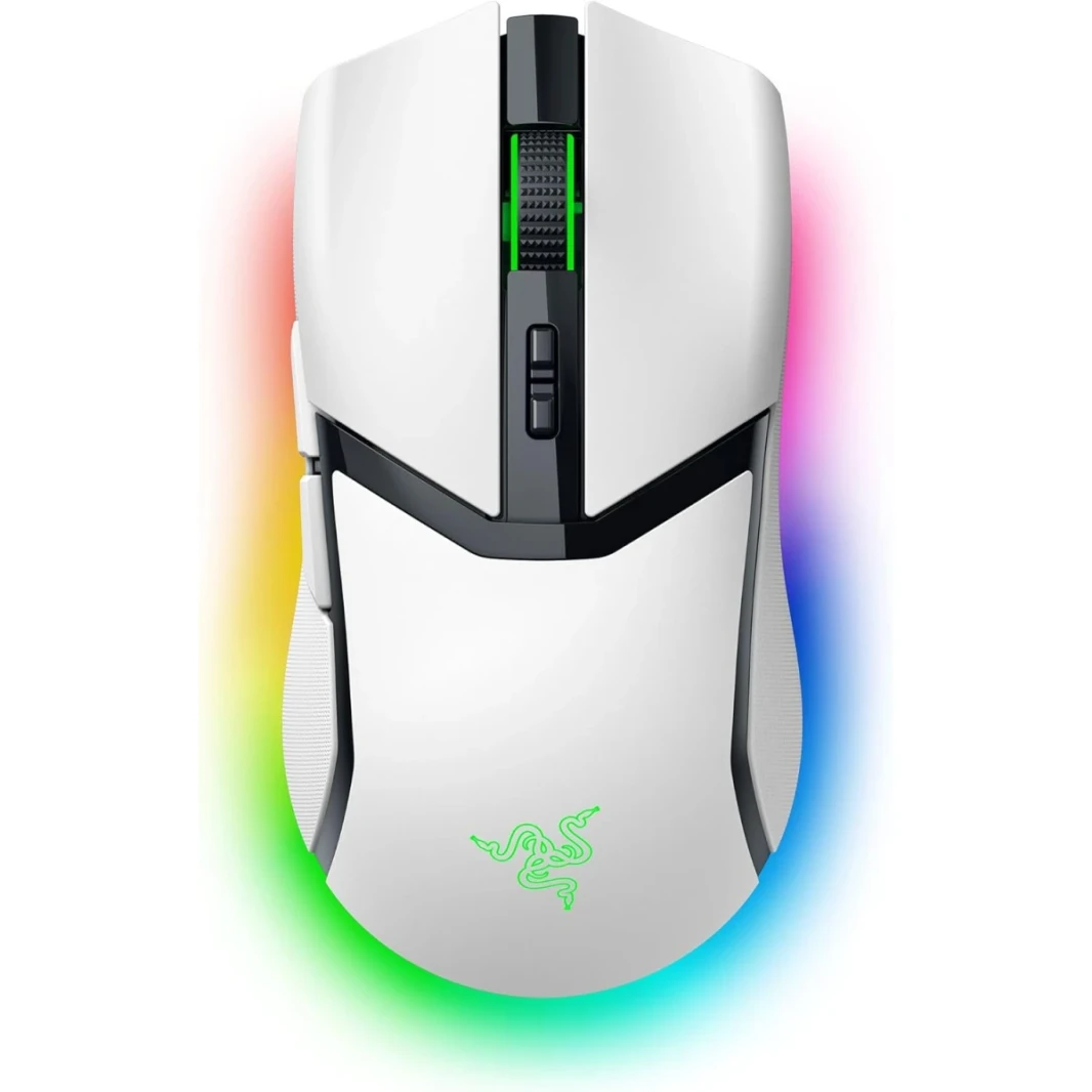 Razer Cobra Pro Wireless 10 عناصر تحكم قابلة للتخصيص 30K مستشعر بصري Gen -3 مفاتيح 2.4 جيجا هرتز بلوتوث ونوع USB C حتى 170 ساعة - أبيض