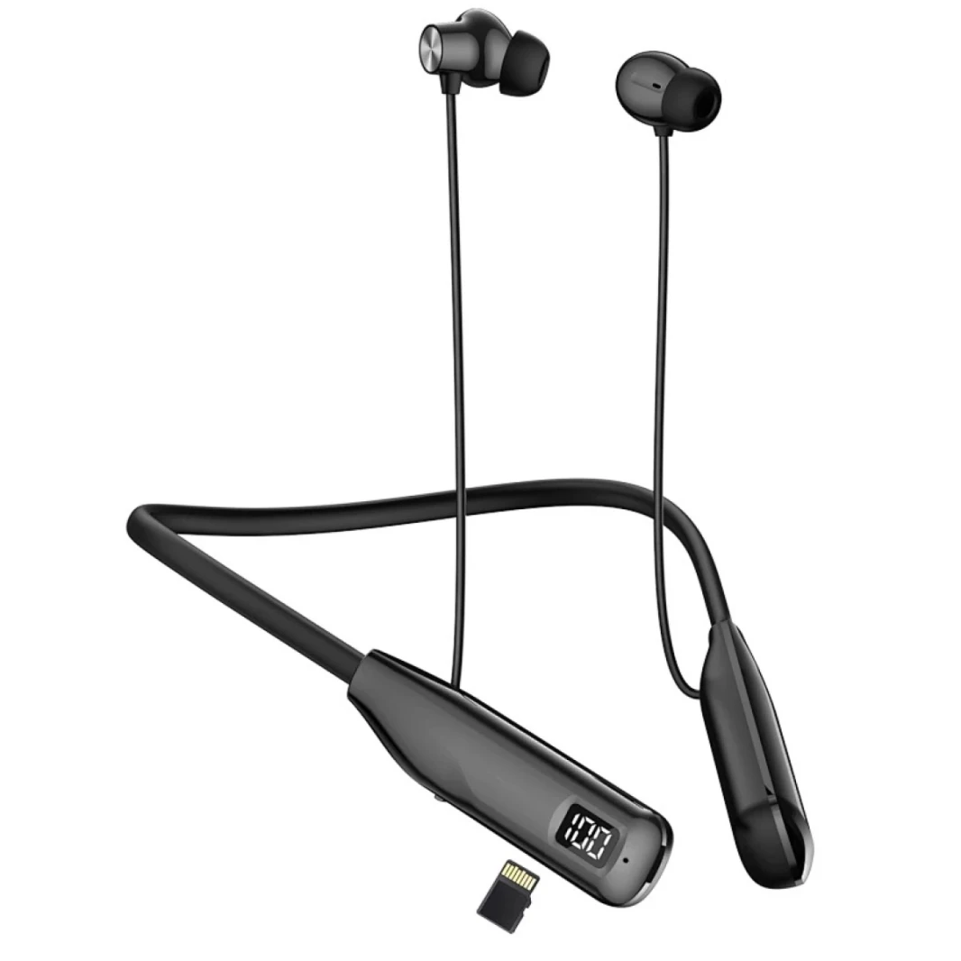 WiWU Warrior GB-06 Wireless Neckband Headphones, 100H Playtime, AI-Enhanced Calls, Magnetic Type-C and Lightweight, Bluetooth 5.4 - Black