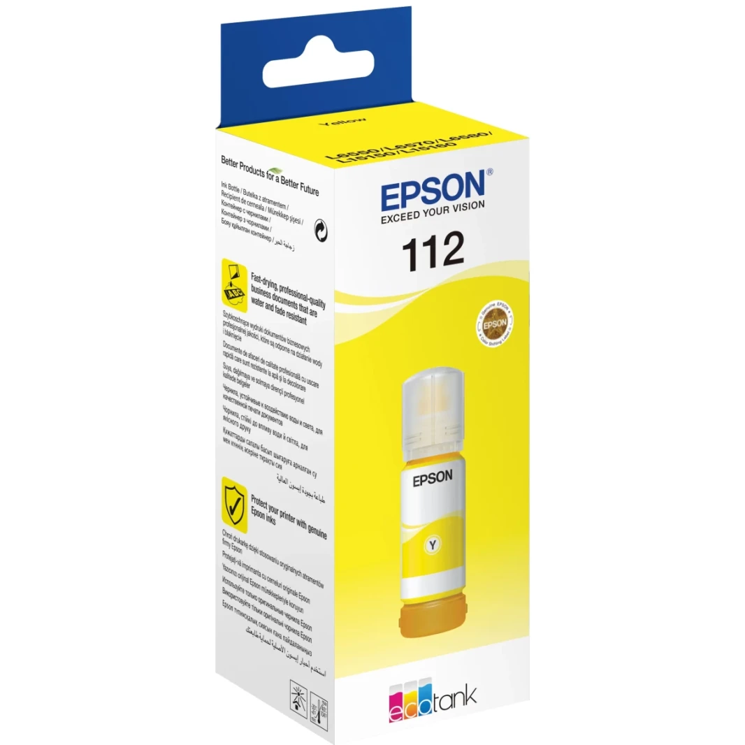 أصلية Epson 112 Ecotank Ink Bottle 70ml Cantridge Pigment - أصفر