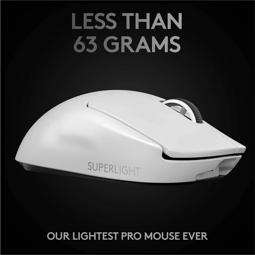 Logitech G Pro X Superlight Wireless Ultra Lightweight 63 Grams Hero 25K Sensor 25،600 dpi 5 button - White