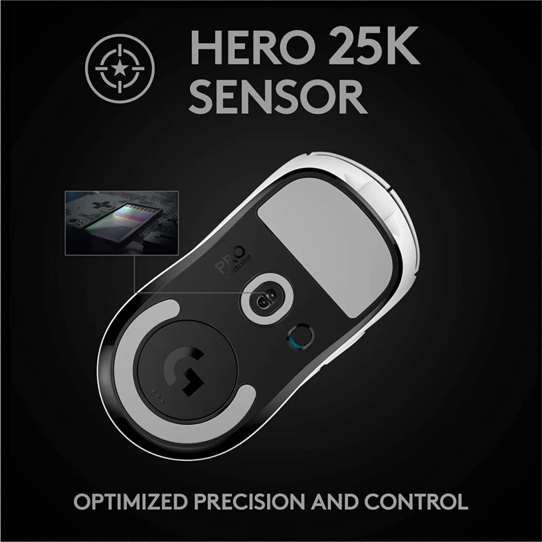 Logitech G Pro X Superlight Wireless Ultra Lightweight 63 Grams Hero 25K Sensor 25،600 dpi 5 button - White
