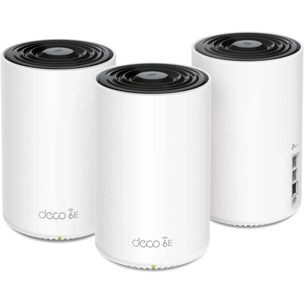 TP-Link Deco XE75 Pro Axe5400 Tri-Band Mesh Wi-Fi 6E ، وسرعات لاسلكية تصل إلى 5400 ميغابت في الثانية ، و AI-AI ، 2 2 Mu-Mimo ، Ofdma ، التوافق العالمي ، هوائيات عالية الدقة (3 حزمة) ، أبيض