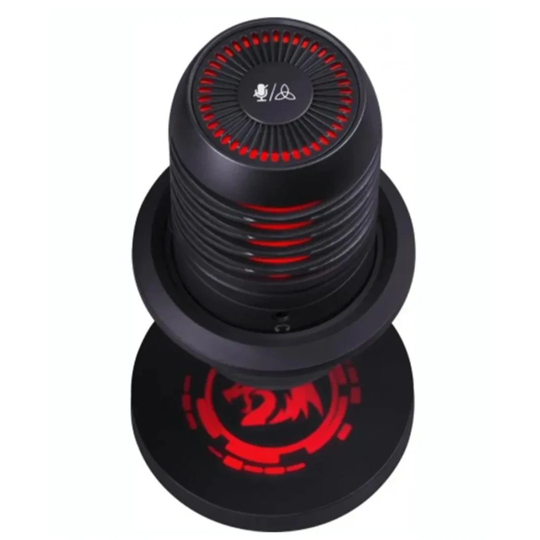 Redragon Nebula GM211 Gaming Stream Microphone USB ، نمط قطبي لأمراض القلب ، حامل ثلاثي القوائم وقابل للتعديل ، 192 كيلو هرتز/24 بت ، إضاءة RGB ، التحكم في مستوى الصوت والبكم ، الأسود