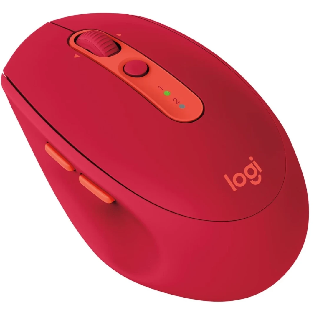 Logitech M585 متعددة الأجهزة اللاسلكية و Bluetooth 2 أزرار الإبهام لوجيتك تدفق فائق التمرير Windows و Apple Mac-Red