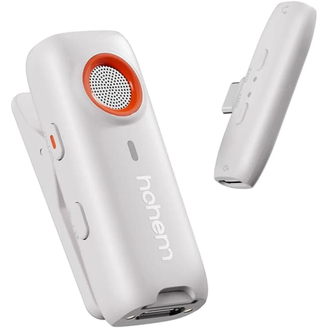 Hohem MIC-01 اللافال اللافاليير الميكروفون DSP الضوضاء إلغاء بطارية 20 ساعة ، ميكروفون لاسلكي لنظام Android ، الكمبيوتر ، الكاميرا ، المقابلة ، مدونة (2 TX + 1 RX + CASE