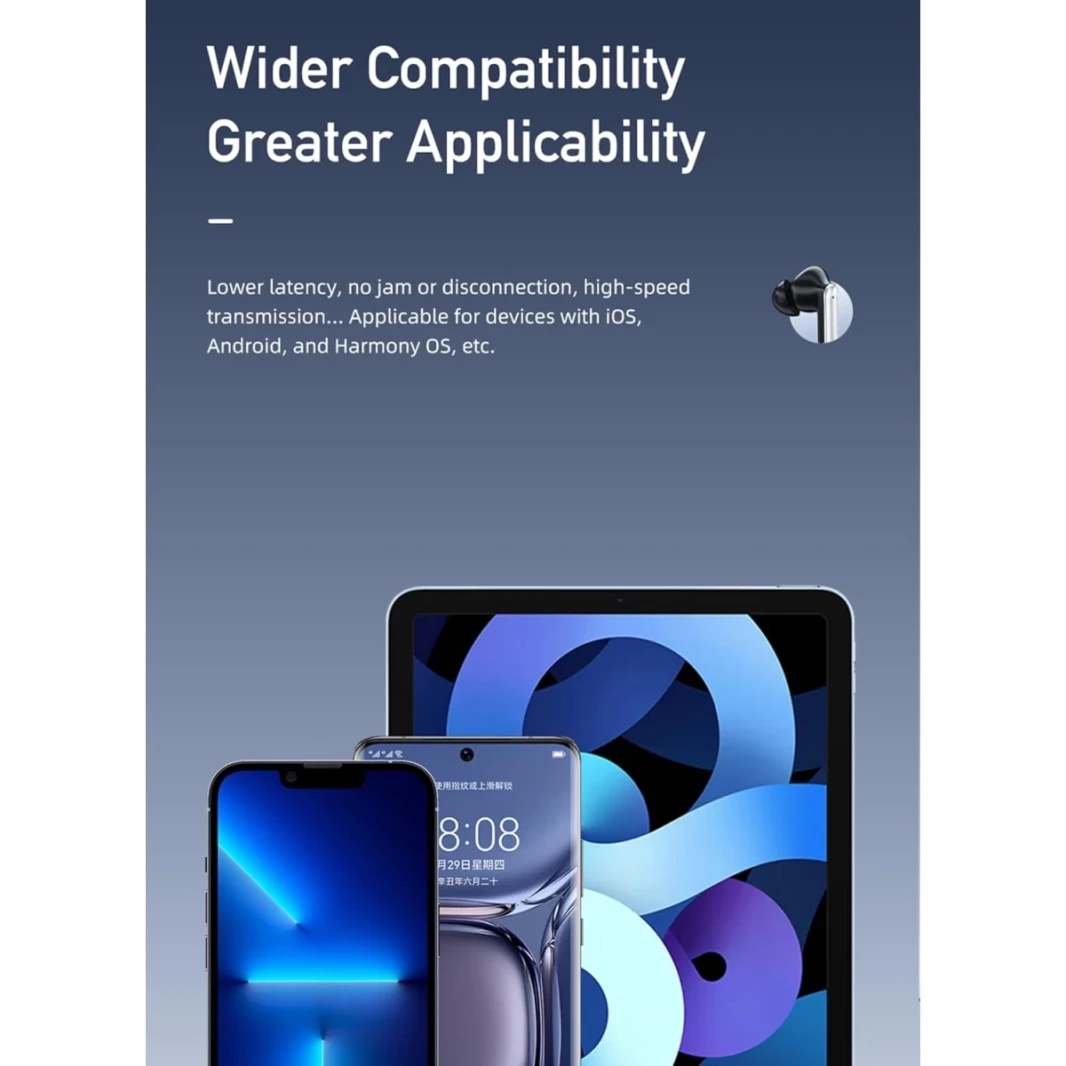 AWEI T50 ENC Wireless Headphones 4 MIC Bluetooth TWS سماعات الرأس HIFI التحكم اللمس في وضع زمن الحد الأدنى LOM