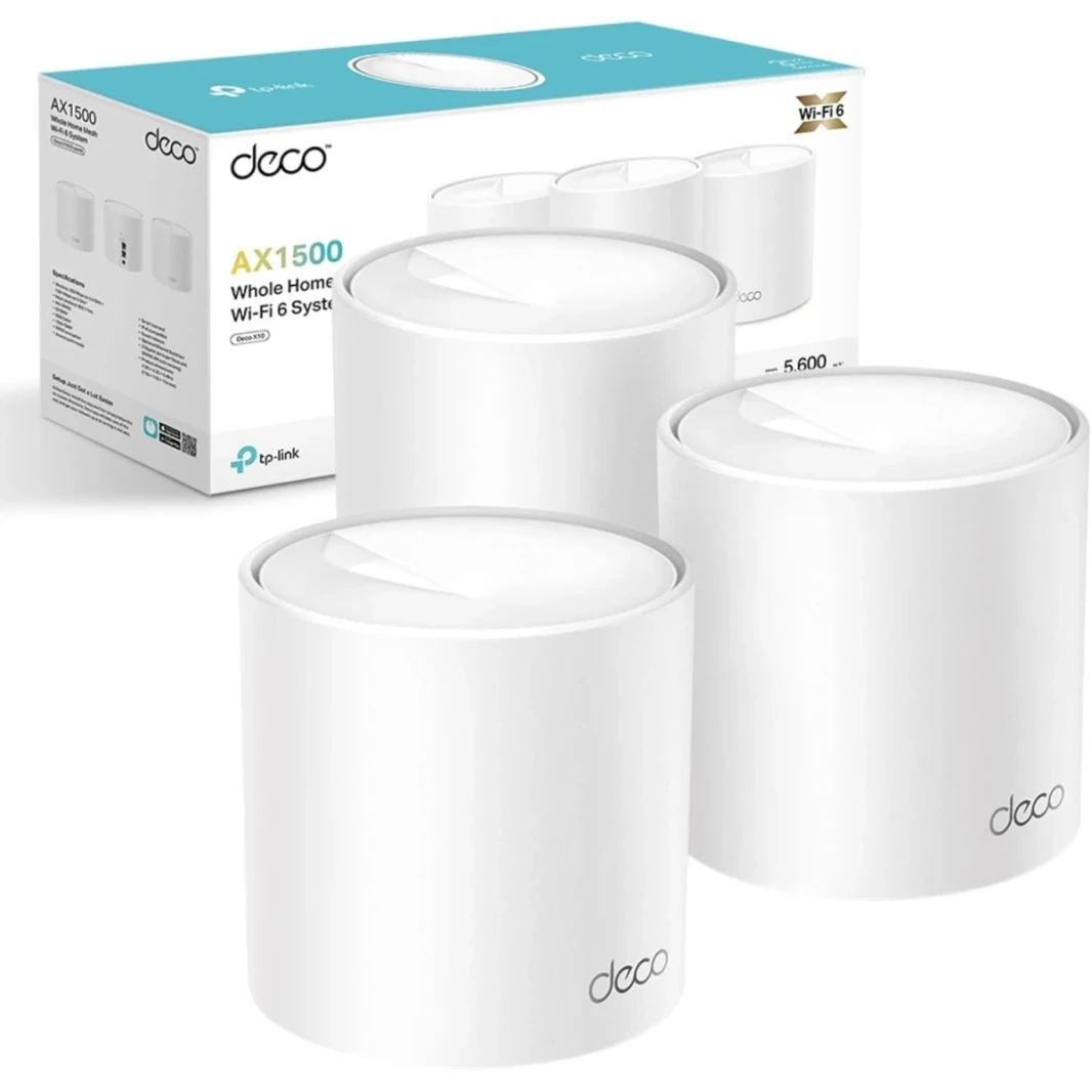 TP-Link Deco X10 Whole Home Mesh WiFi 6 System AX 1500Mbps AI-Driven, Coverage up to 5600ft², WiFi Extender Booster, Gaming & 4K, Easy Setup, Alexa & Google home (3Pack)