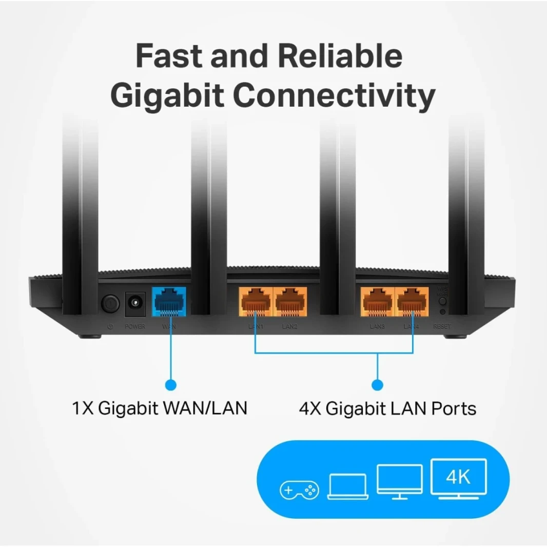 TP-Link Archer A6 AC1200 Gigabit WiFi Router Dual Band 4 x Antennas OneMesh & Access Point Mode Long Range Coverage